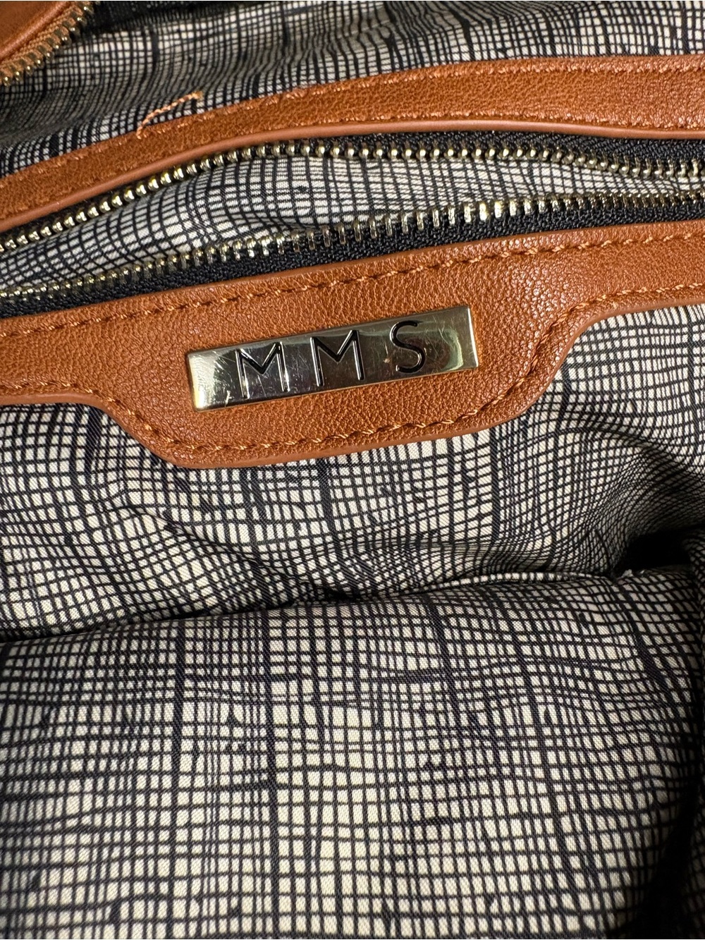 Classic Woven Front Tan Leather Backpack - Picture 3 of 3